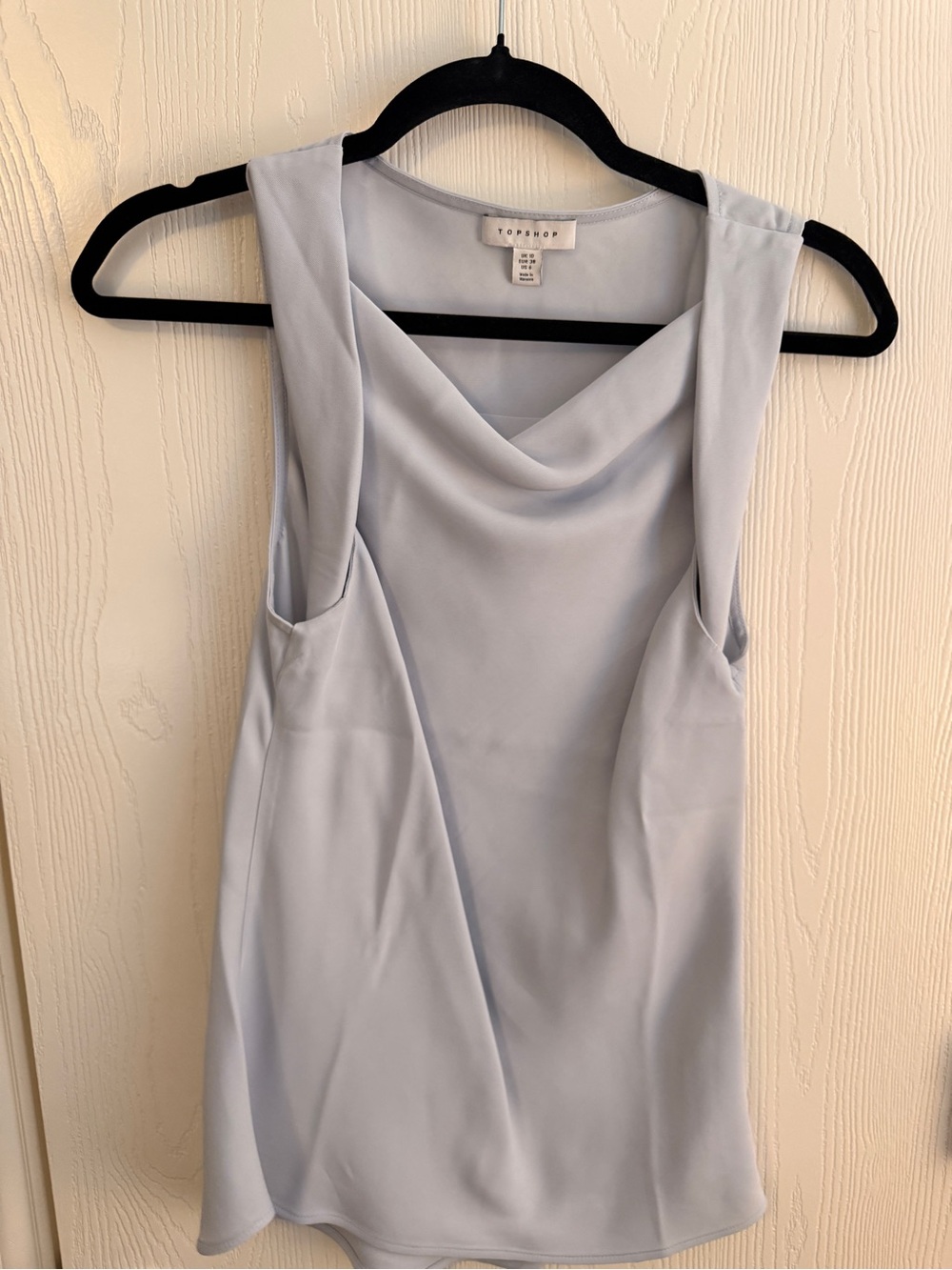 Topshop Pale Blue Sleeveless Cowl Neck Top